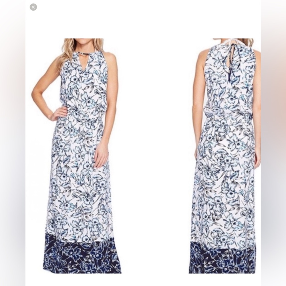 Tommy Bahama White and Navy Floral Maxi Dress